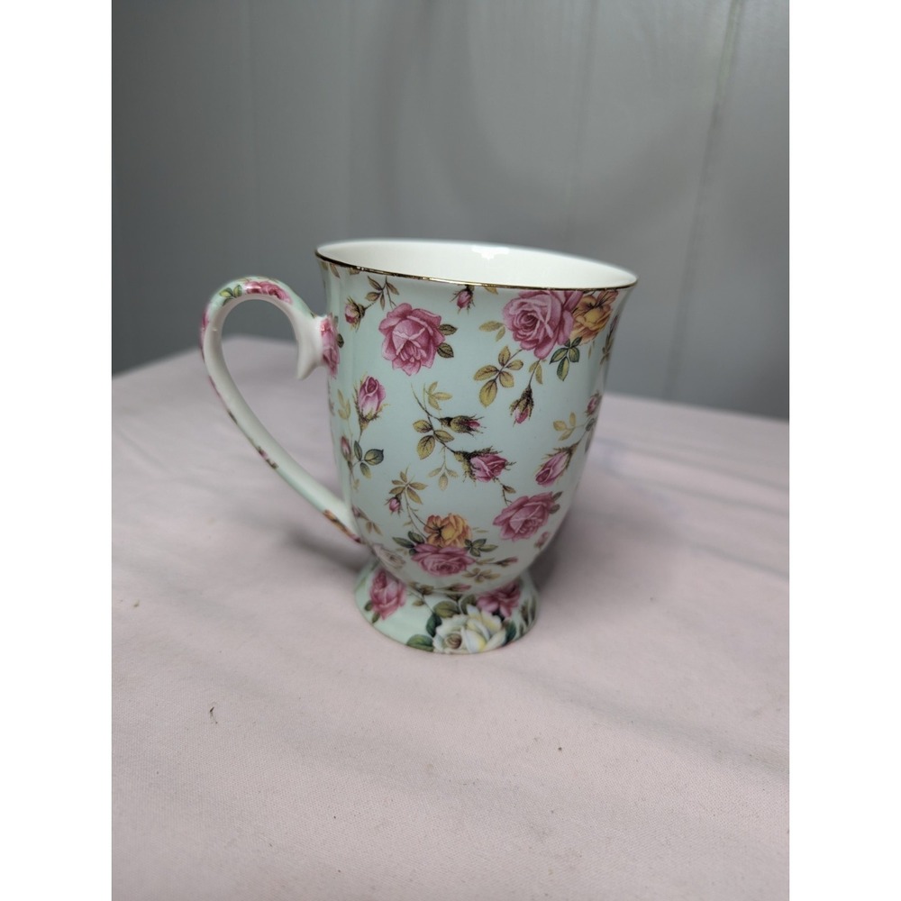 elegance‎ Victorian rose shabby chic gold rim flower coffee tea mug cup elegant